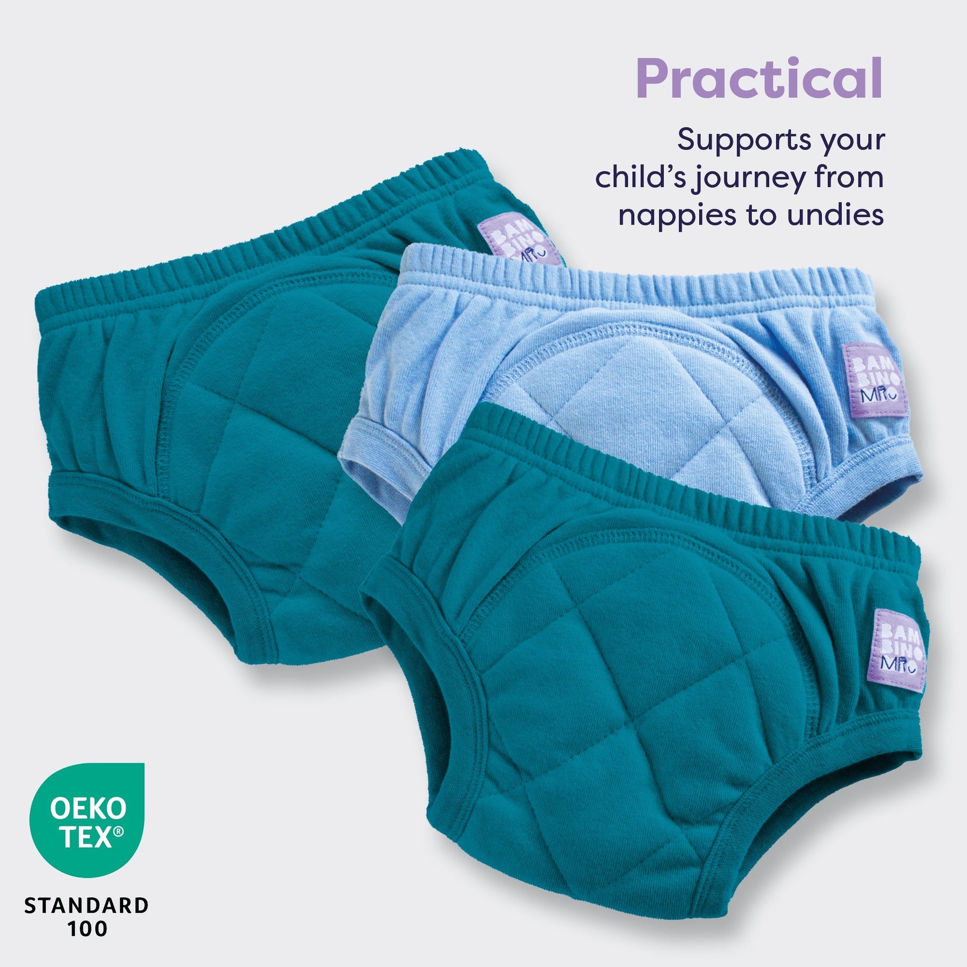 3 Pack Reusable Potty Training Pants in Mix Boy Blue - Enhanced Design - REGN