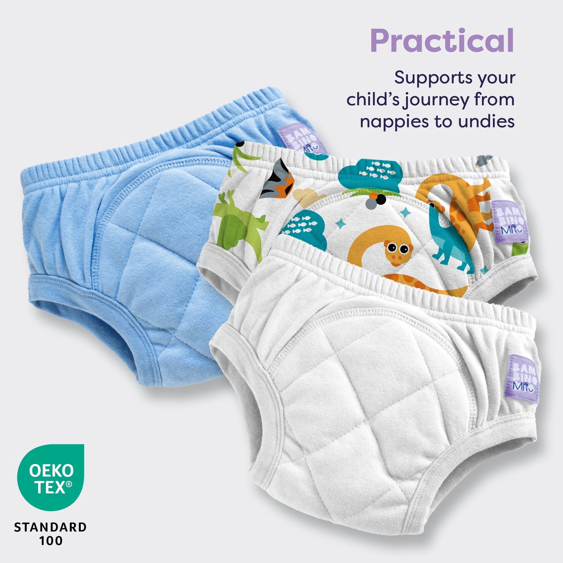 3 Pack Reusable Potty Training Pants in Mixed Dino - Enhanced Design - REGN