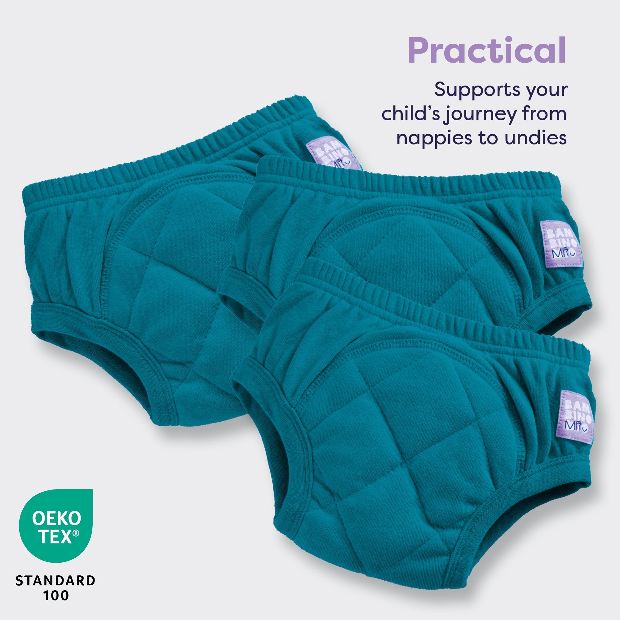 3 Pack Reusable Potty Training Pants in Teal - Enhanced Design - REGN