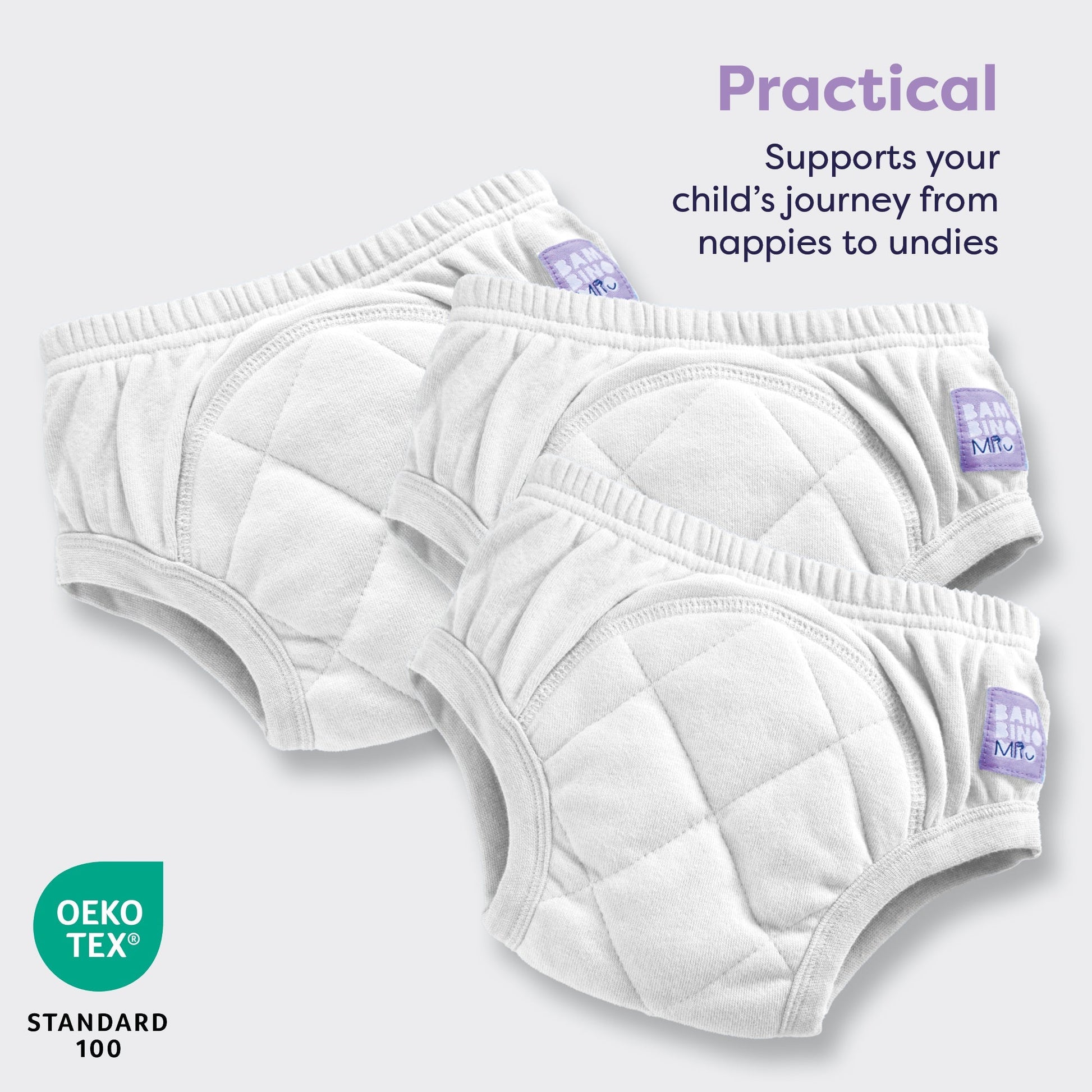 3 Pack Reusable Potty Training Pants in White - Enhanced Design - REGN