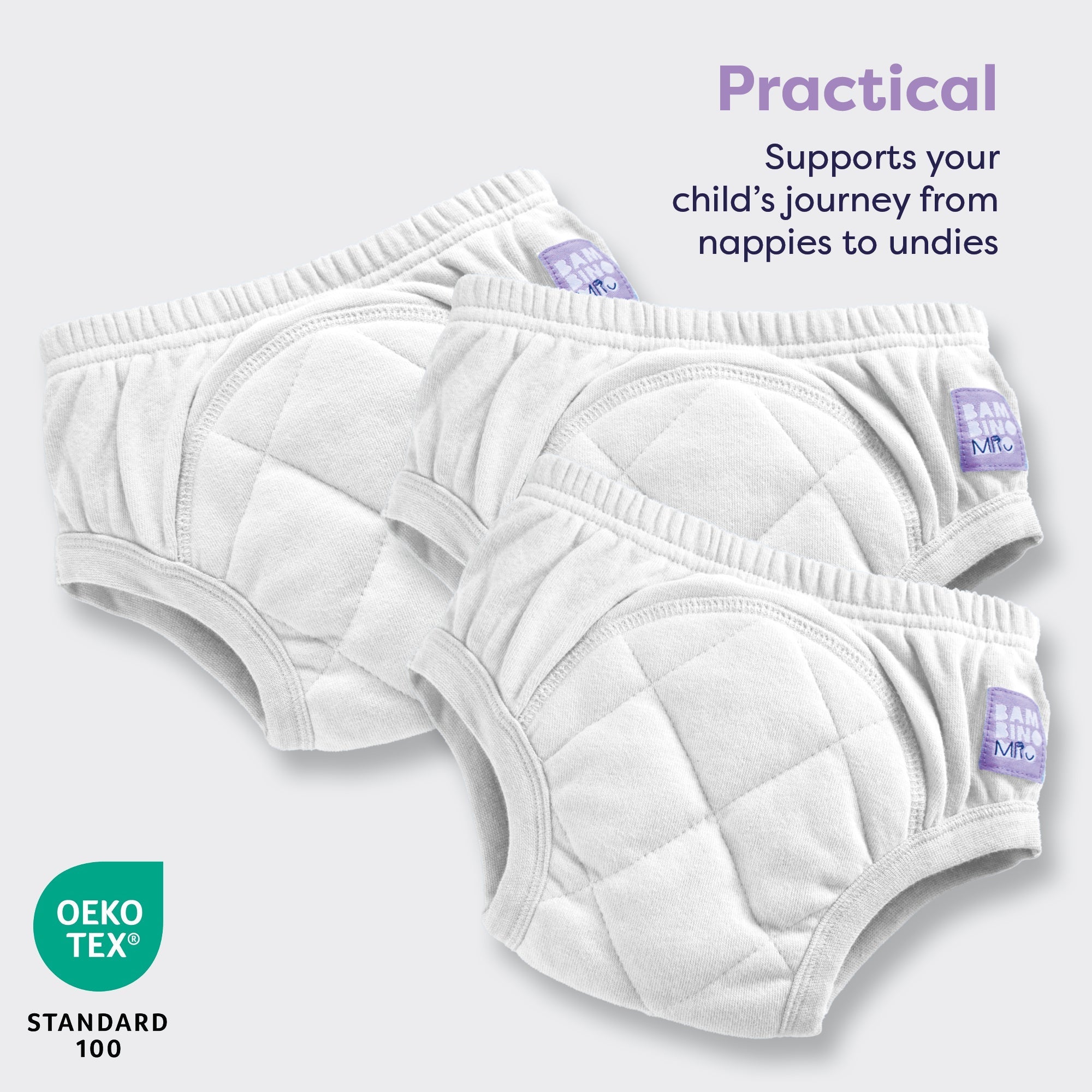 3 Pack Reusable Potty Training Pants in White - Enhanced Design - REGN