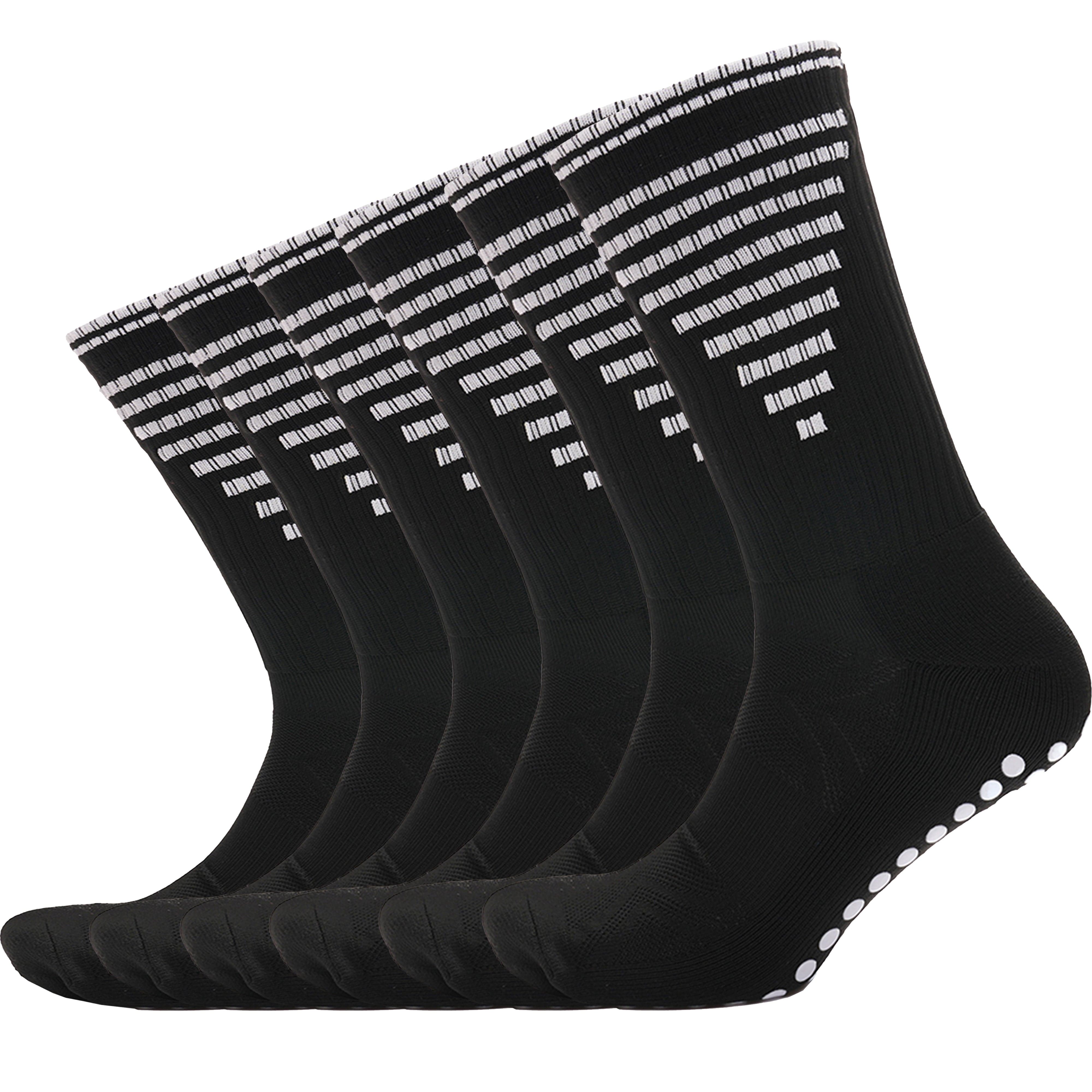 Sock Stack 3 Pairs Black Anti Slip Football Grip Socks For Men Sports Socks For Gym UK 6-8