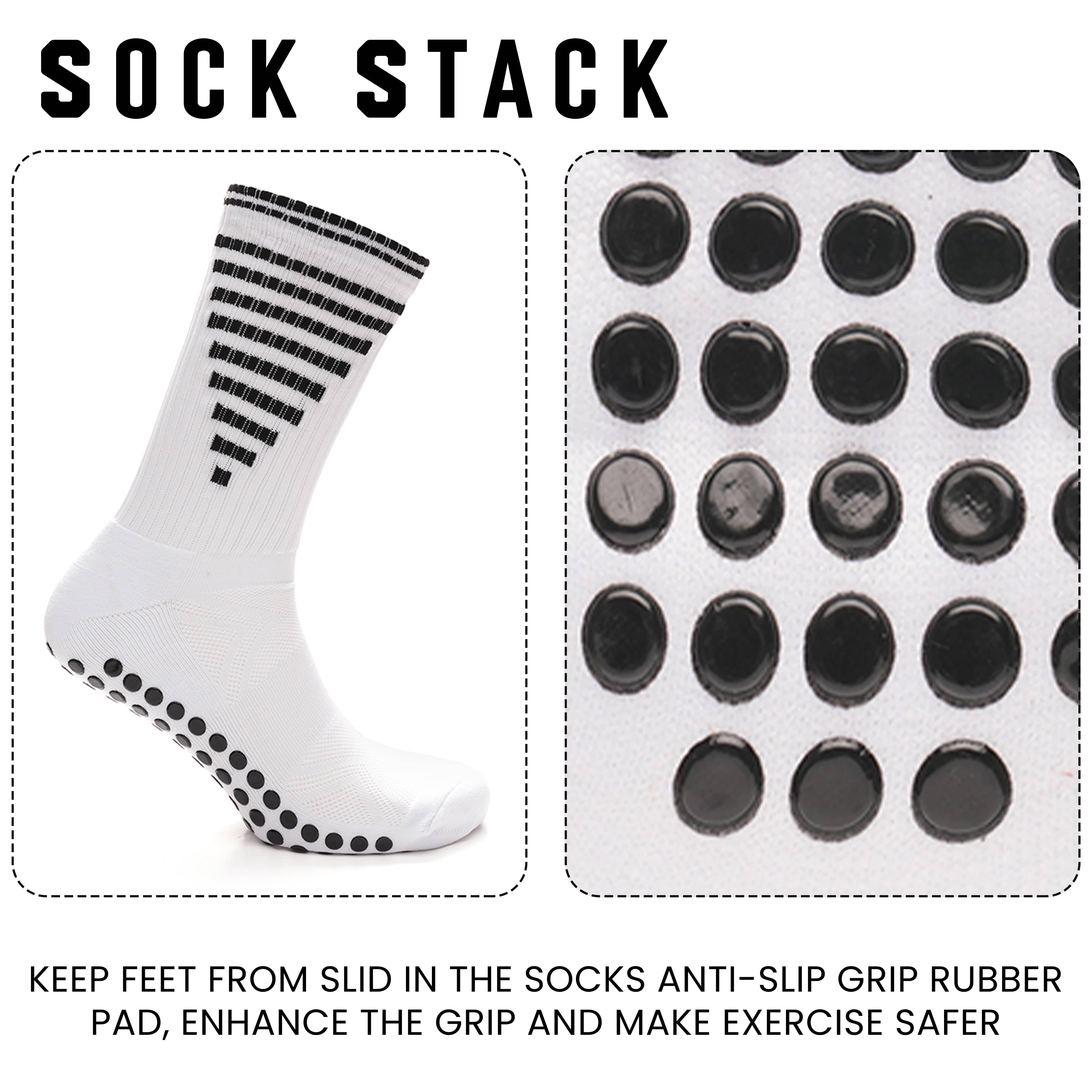 Sock Stack White Anti Slip Football Grip Socks For Men 3 Pairs Ideal For Gym Running Yoga