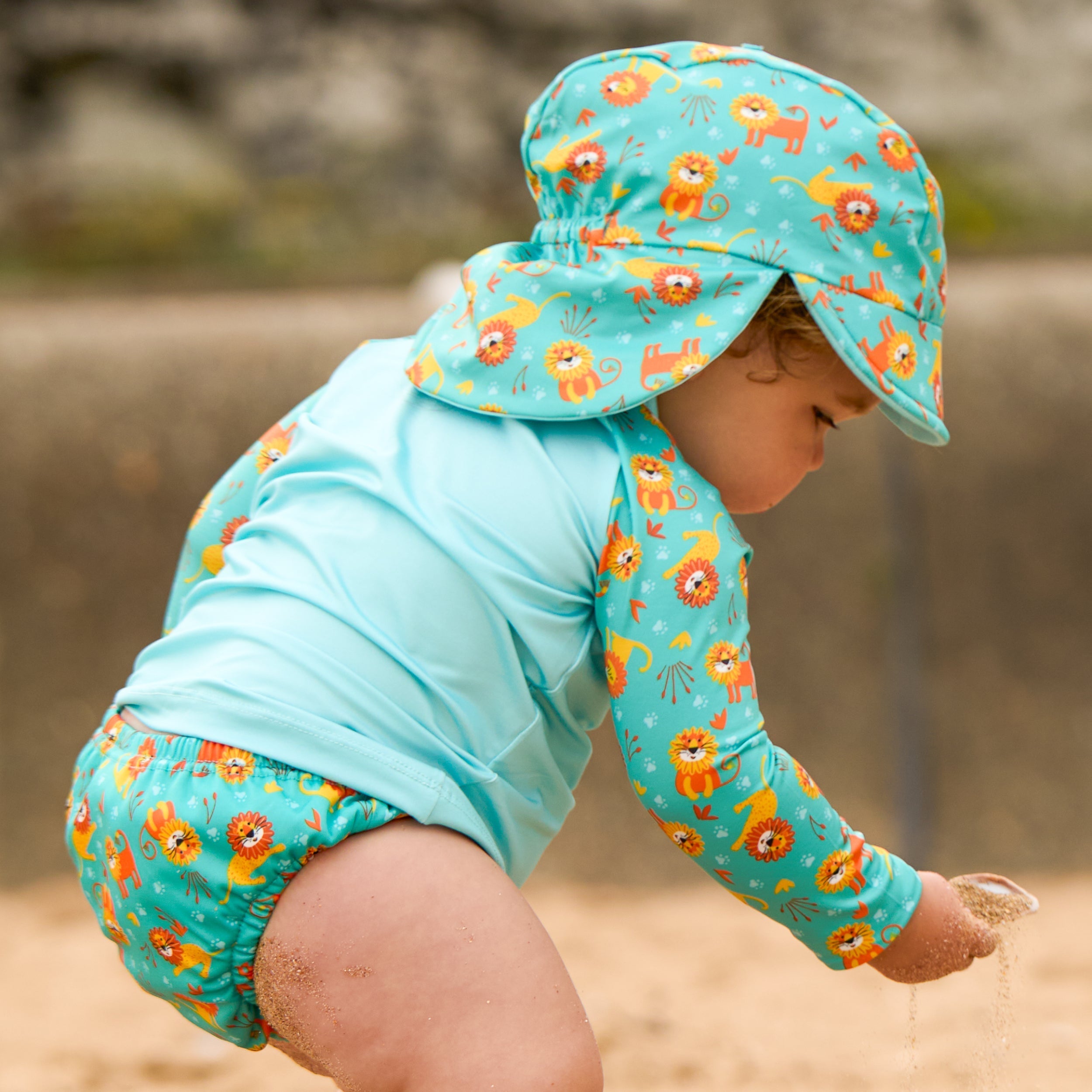 3 Piece Baby Swim Set with Swim Nappy, Swim top and Swim Hat in Cool Cats - REGN