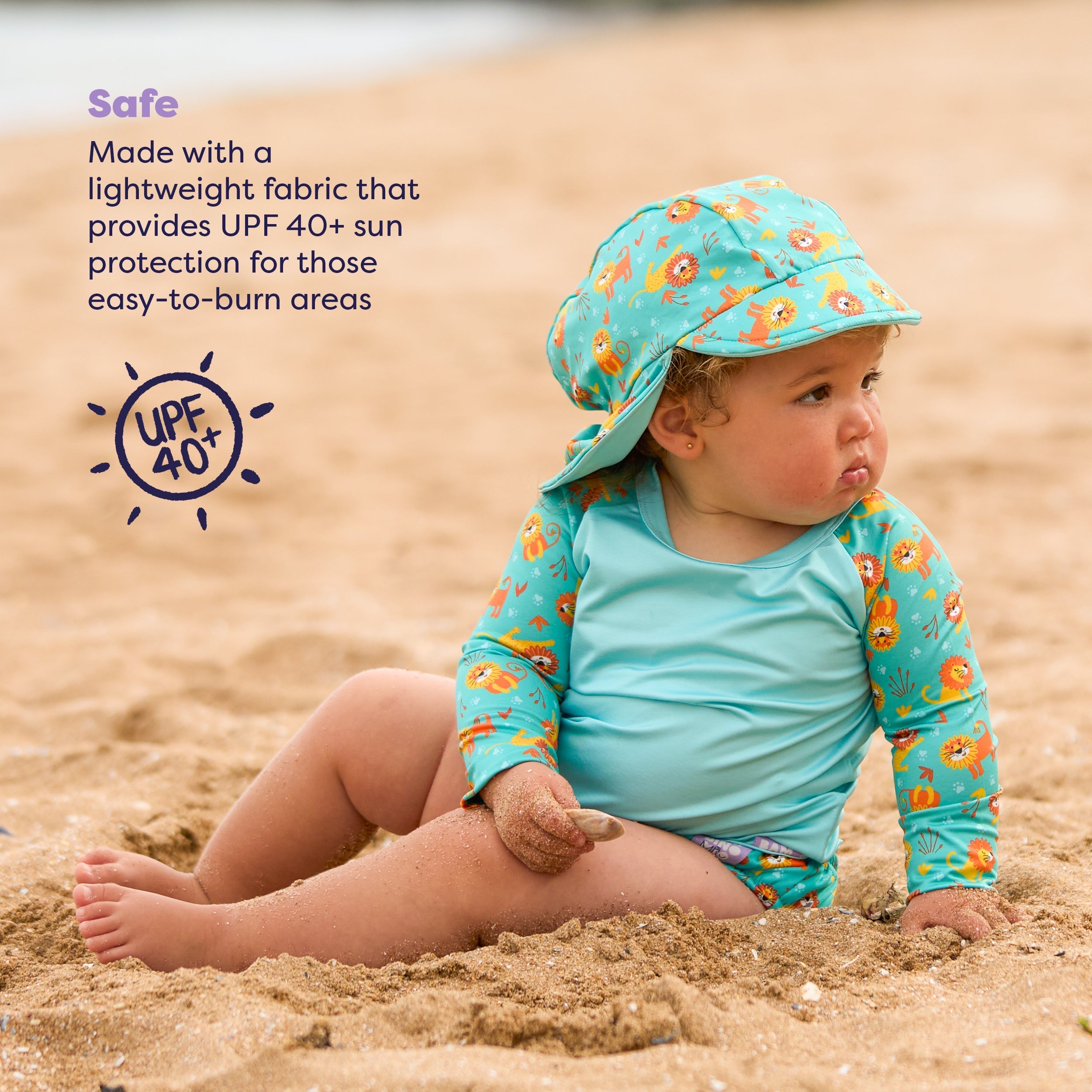 3 Piece Baby Swim Set with Swim Nappy, Swim top and Swim Hat in Cool Cats - REGN