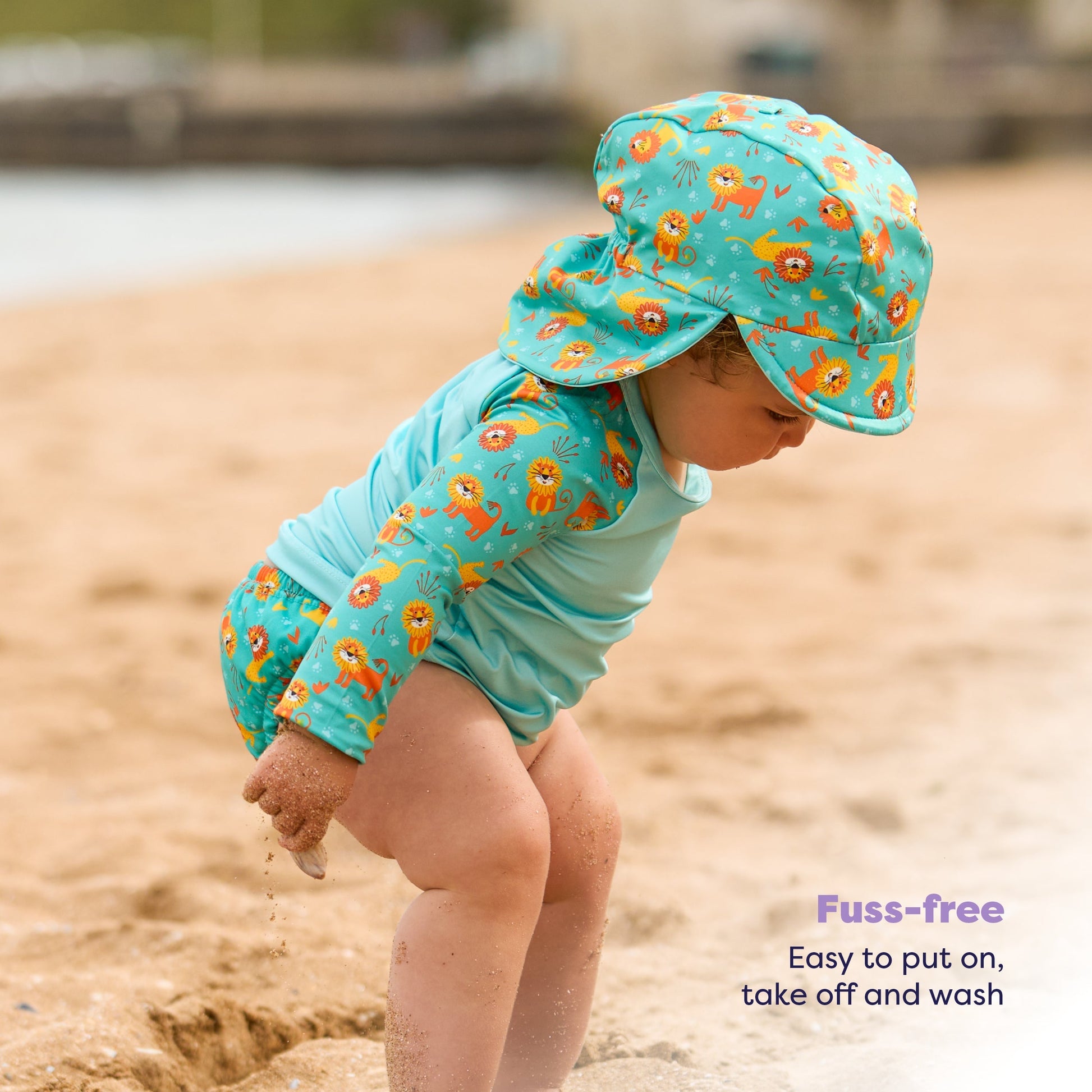 3 Piece Baby Swim Set with Swim Nappy, Swim top and Swim Hat in Cool Cats - REGN