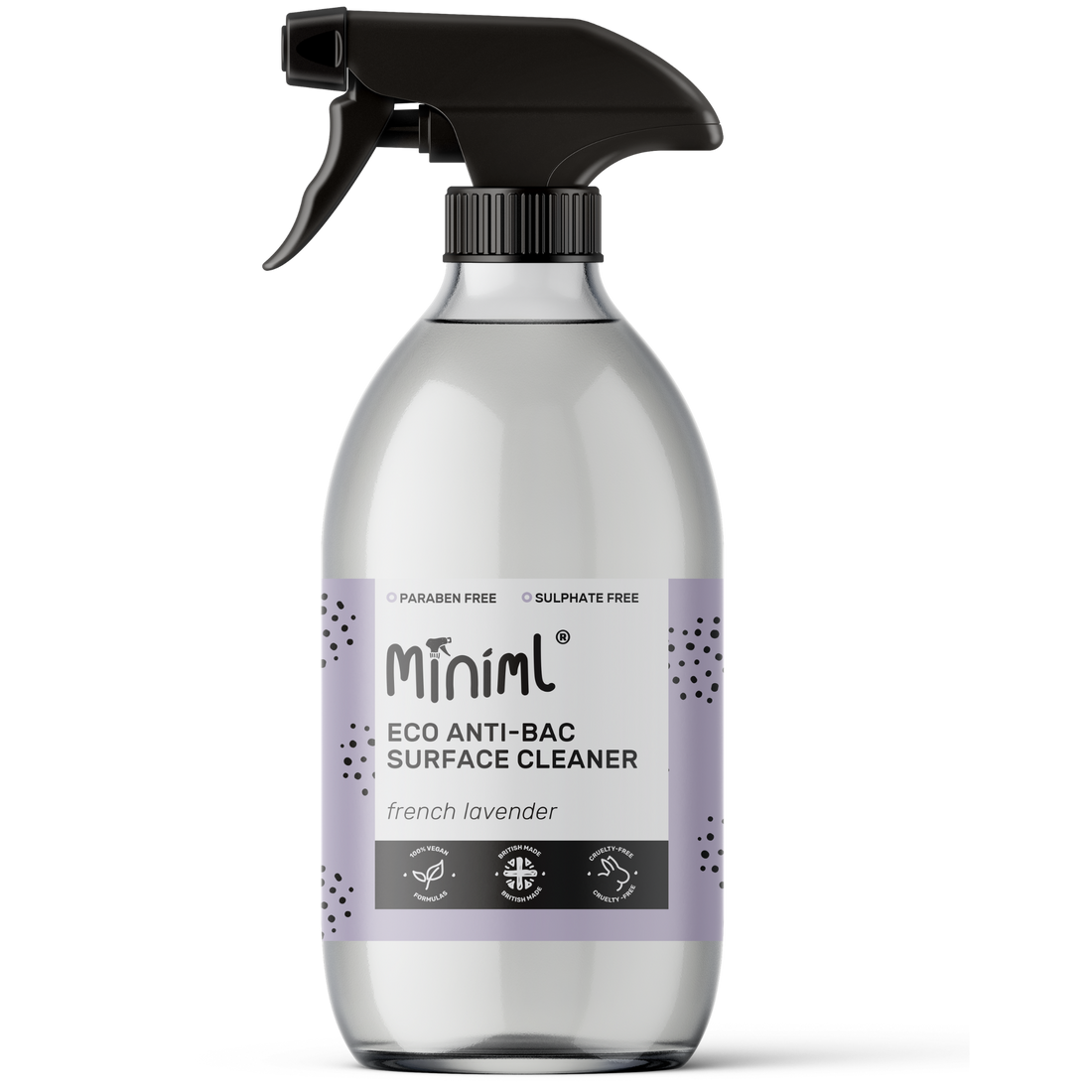 Lavender Anti-Bac Surface Cleaner – 500ml Refillable Glass Bottle