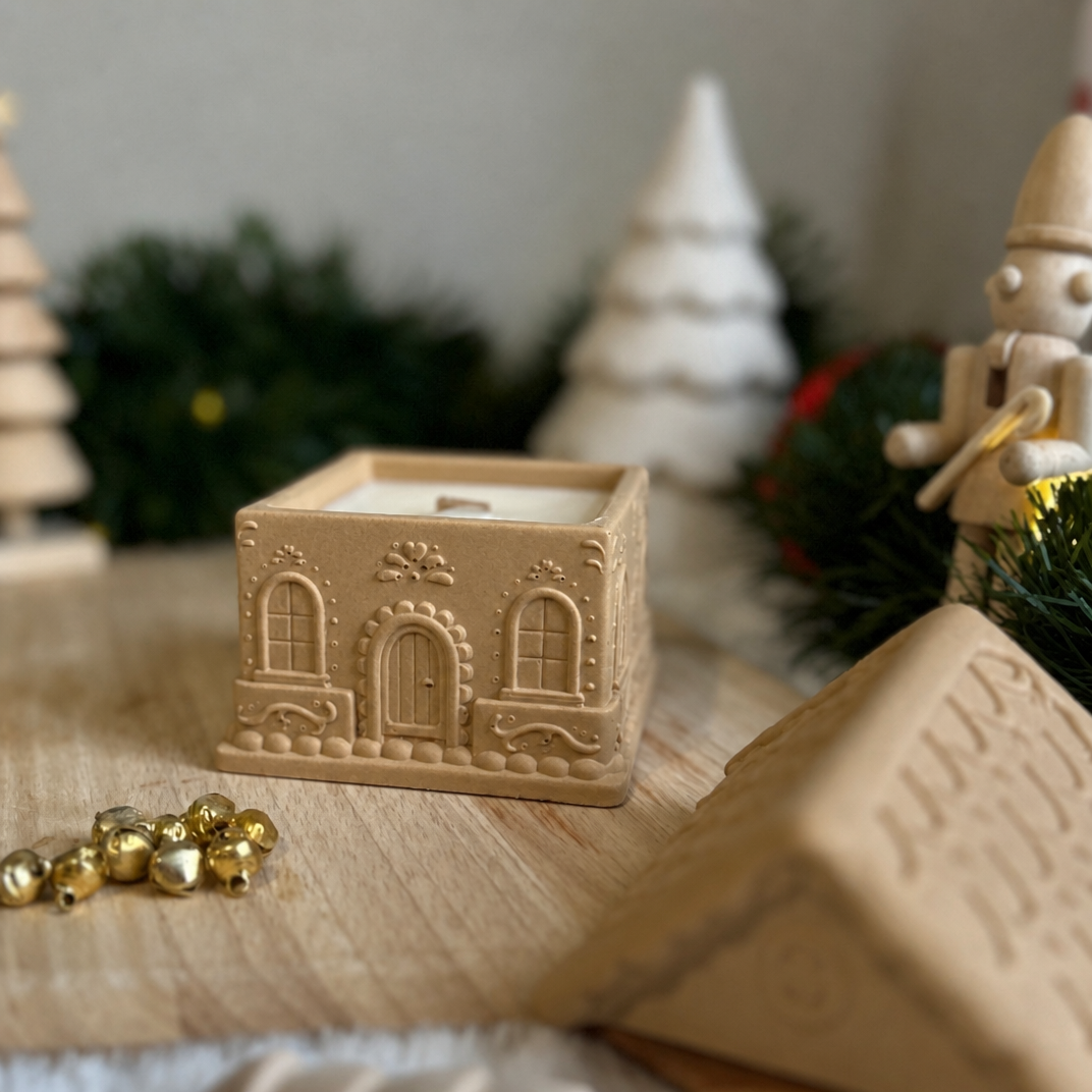 Gingerbread House Scented Soy Wax Christmas Cottage Candle | 30 Hour Burn