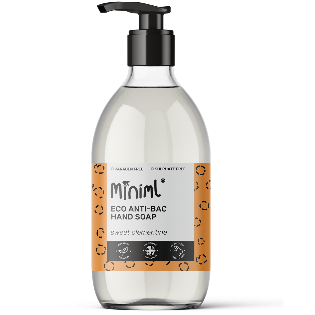 Clementine Anti-Bac Hand Soap – 500ml Refillable Glass Bottle