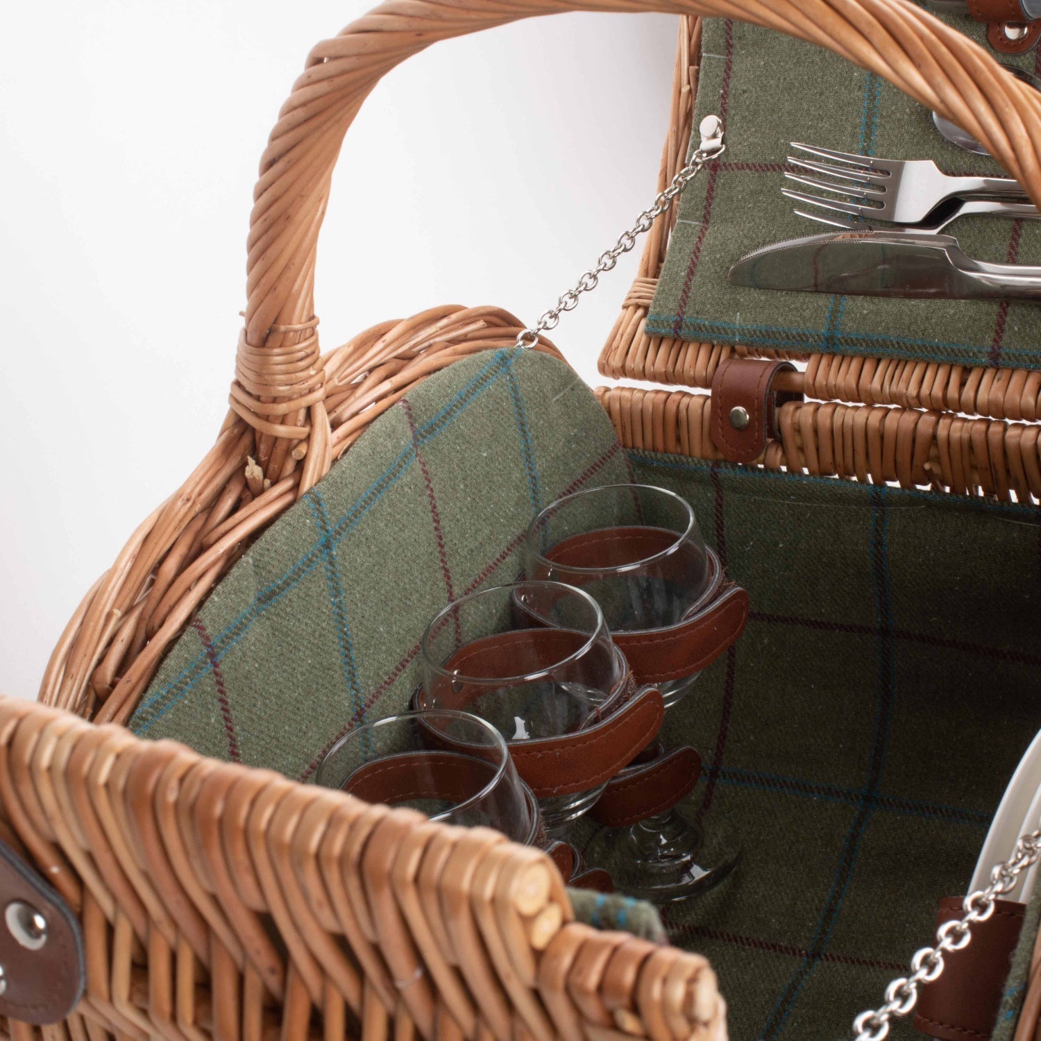 4 Person Oval Green Tweed Hamper - REGN