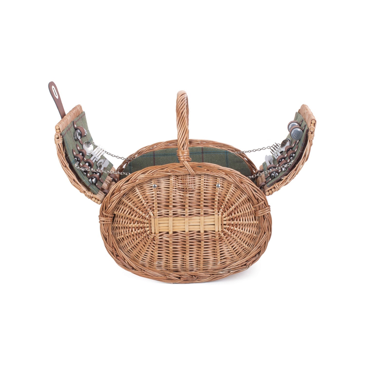 4 Person Oval Green Tweed Hamper - REGN