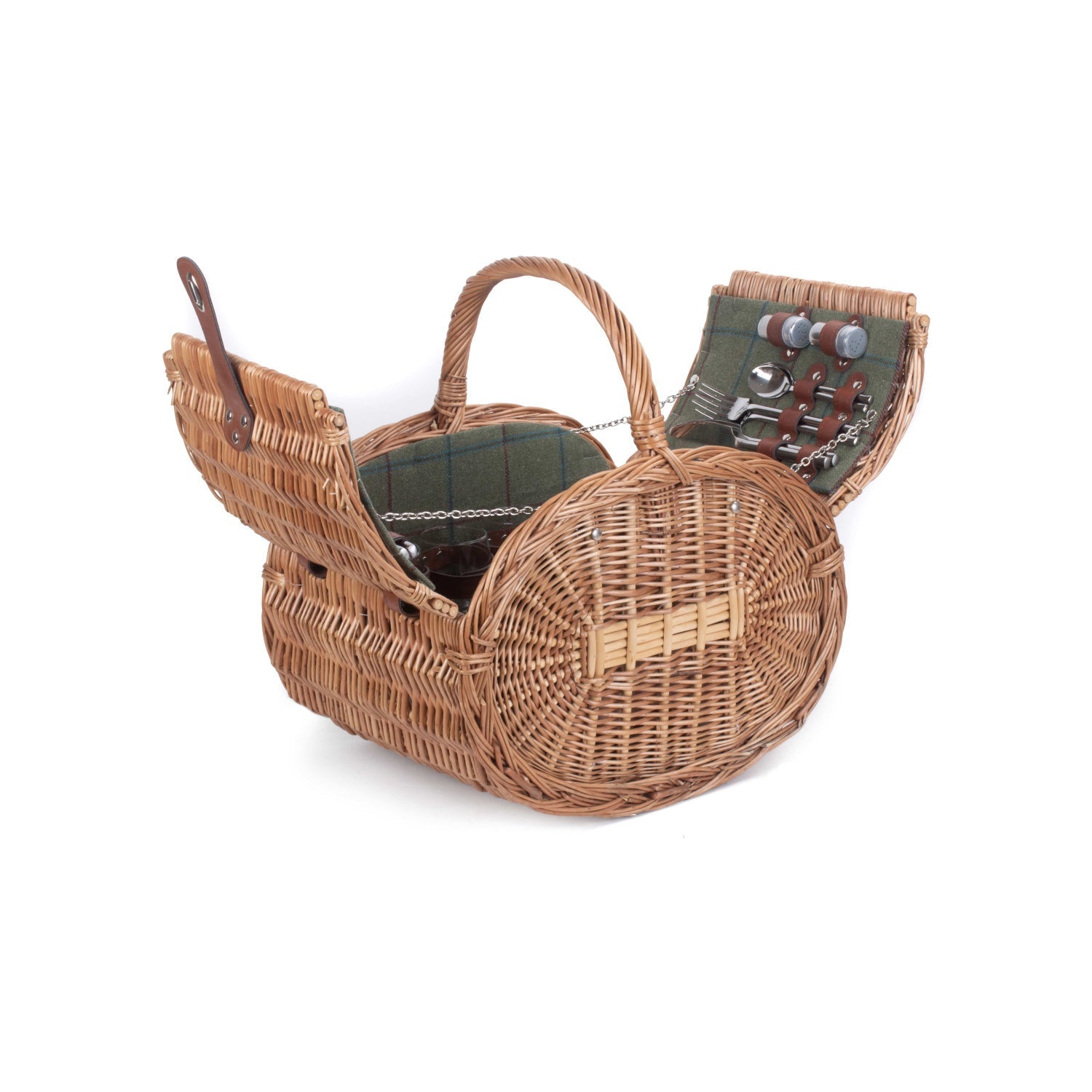 4 Person Oval Green Tweed Hamper - REGN