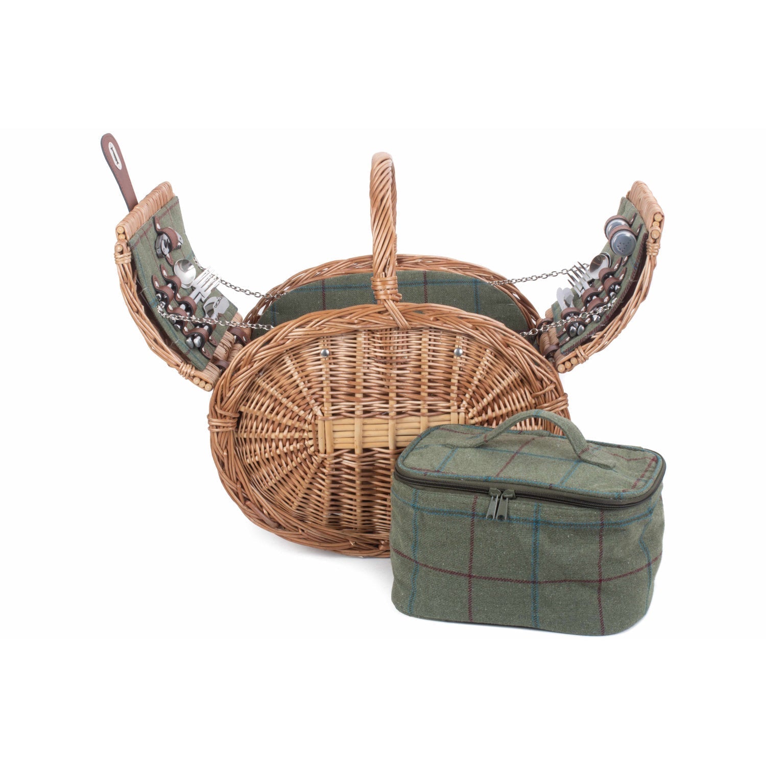 4 Person Oval Green Tweed Hamper - REGN