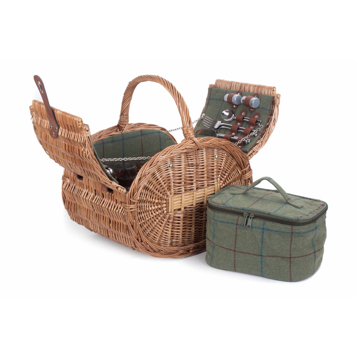 4 Person Oval Green Tweed Hamper - REGN