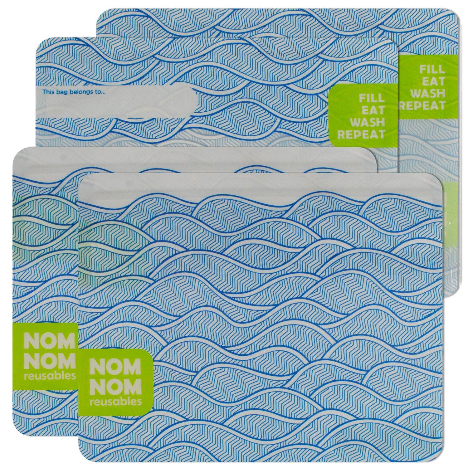 4 WAVE Reusable Sandwich Bags | Pack of 4 | Washable Lunch Bags - REGN
