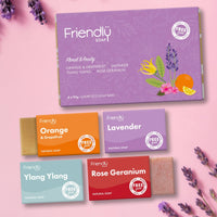 Vegan Soap Gift Set – Floral & Fruity Selection (4 x 95g Bars, Plastic-Free & Handmade)