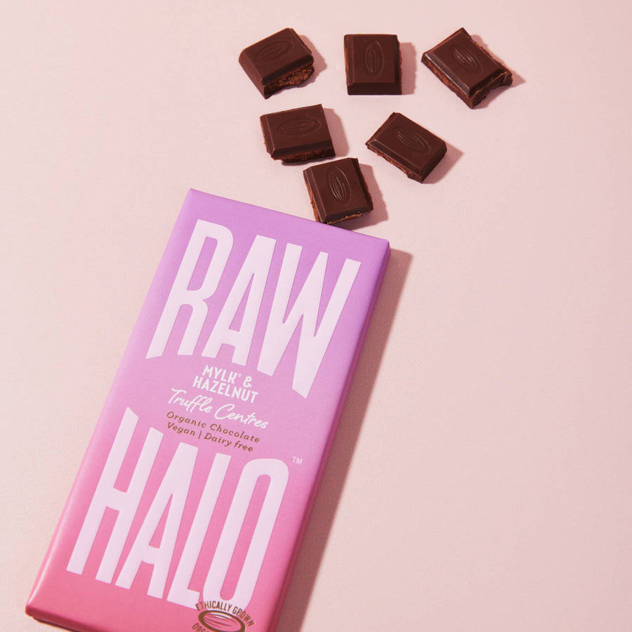 Organic Vegan Mylk Chocolate with Hazelnut Truffle Centre 90g