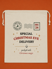 Reusable Christmas Eve Santa Bag | Handmade Cotton Christmas Gift Sack | 35 x 45cm