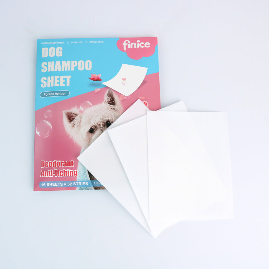 Finice Dog Shampoo Sheets – Plant-Based, Deodorising & Anti-Itch, Forest Amber, 32 Washes