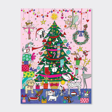 Traditional Advent Calendar – Christmas Tree & Dogs with Gold Foil