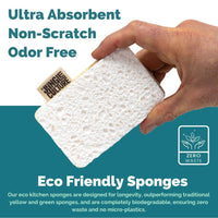 Eco Dish Washing Sponges – 4 Pack Natural Dual-Sided Kitchen Cleaning Sponges