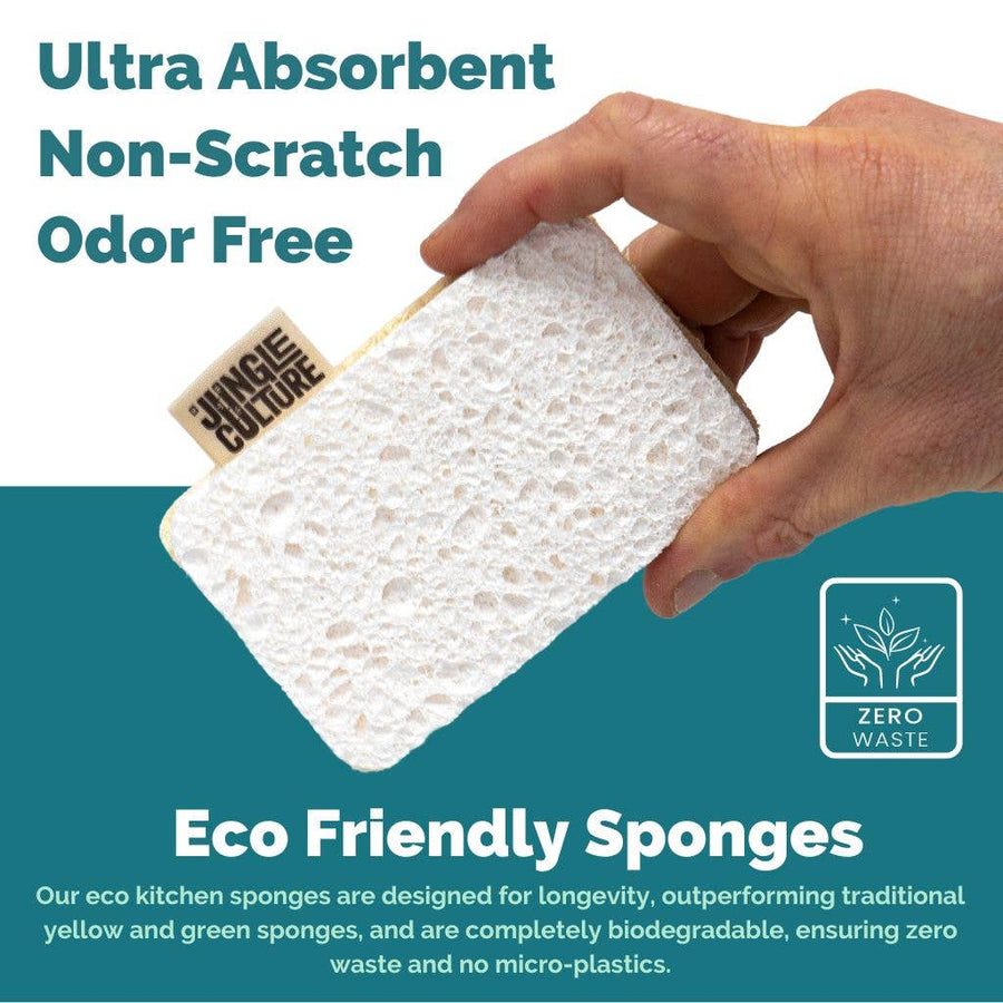 Eco Dish Washing Sponges – 4 Pack Natural Dual-Sided Kitchen Cleaning Sponges