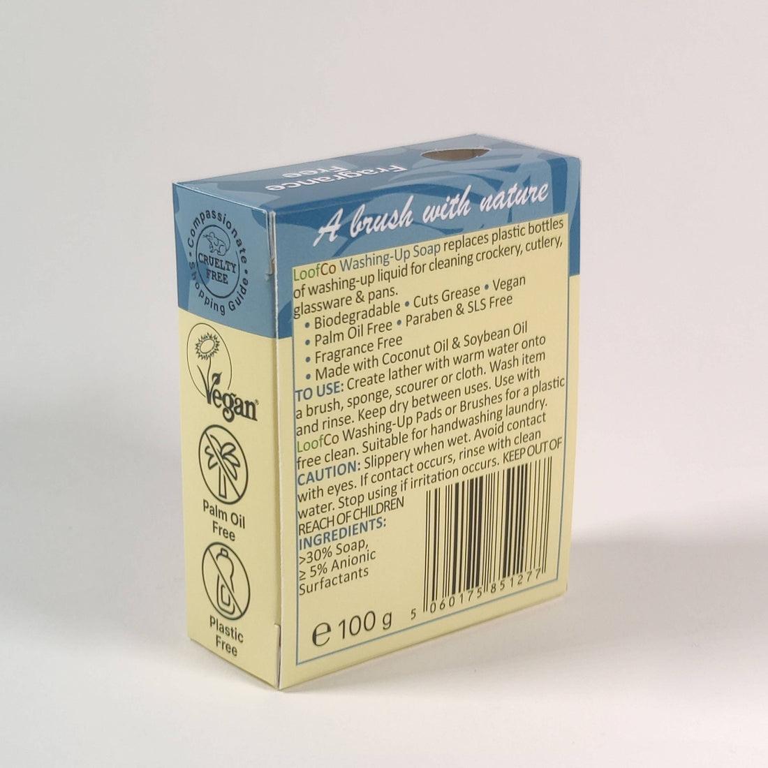 LoofCo Dish Washing-Up Soap Bar 100g – Palm Oil Free & Fragrance Free