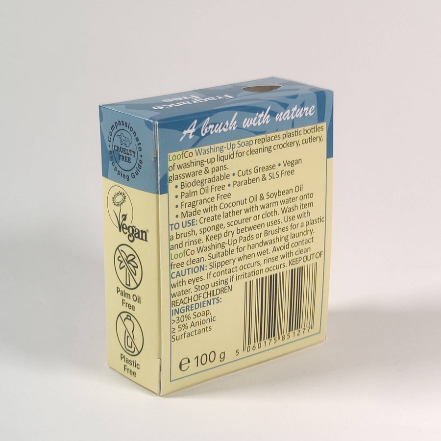 LoofCo Dish Washing-Up Soap Bar 100g – Palm Oil Free & Fragrance Free