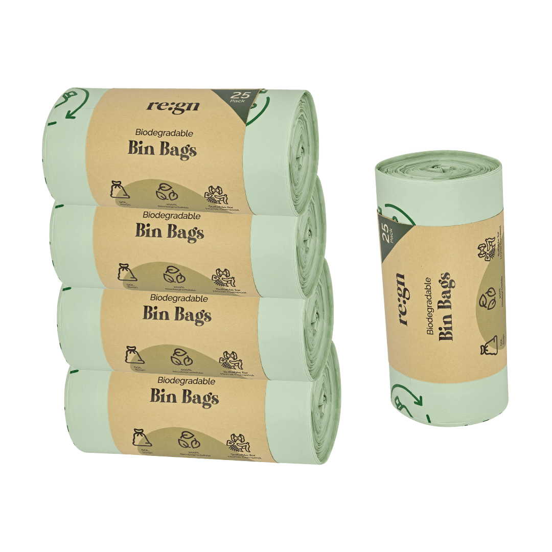 50L Biodegradable Eco Friendly Bin Bags, Eco Waste Disposal - 5 Rolls - REGN