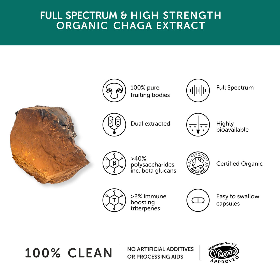 Chaga Mushroom 9450mg - High Strength – 60 Capsules