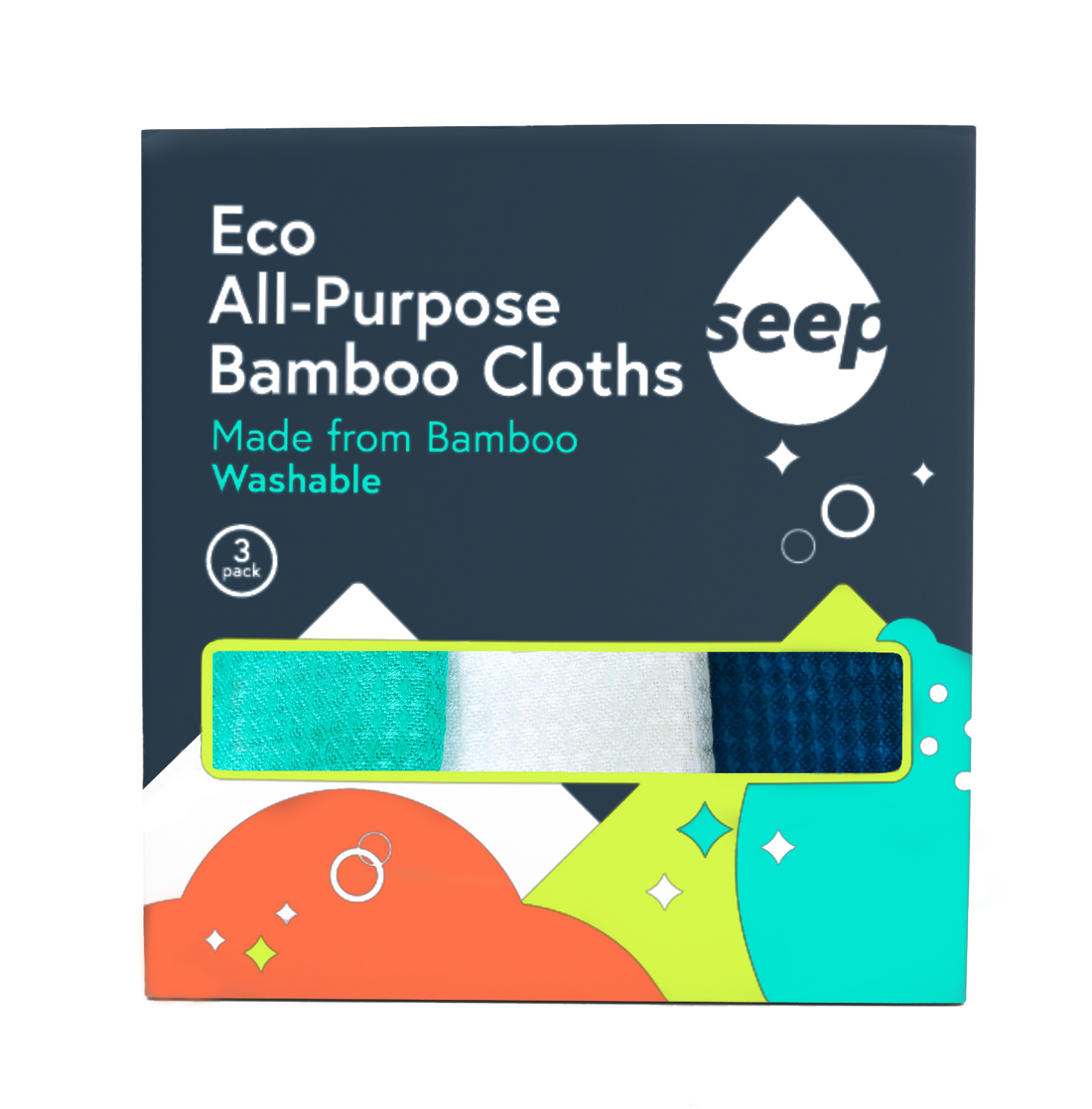 Plastic-Free Bamboo Cleaning Cloths 3-Pack | Reusable All-Purpose Cloths