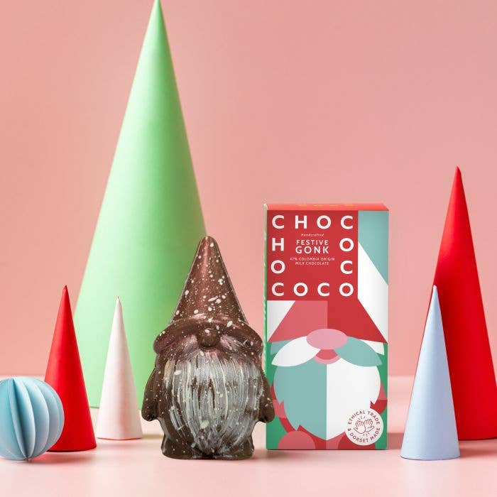 Chococo 47% Milk Chocolate Jolly Gonk | Hand-Decorated Christmas Chocolate
