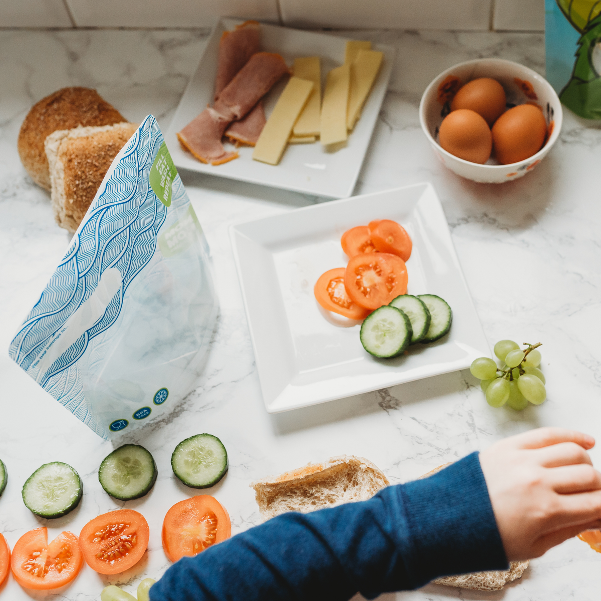 4 WAVE Reusable Sandwich Bags | Pack of 4 | Washable Lunch Bags