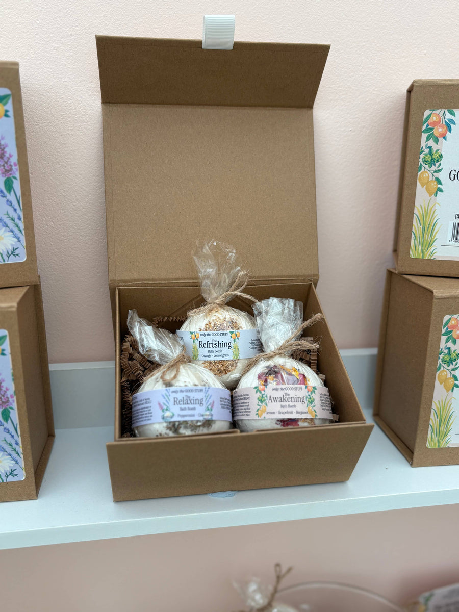 Luxury Bath Bomb Gift Set with Essential Oils – 3 Piece