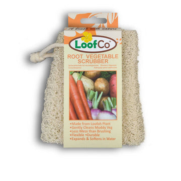 LoofCo Root Vegetable Scrubber – Natural Loofah Veggie Cleaner with Cotton Loop