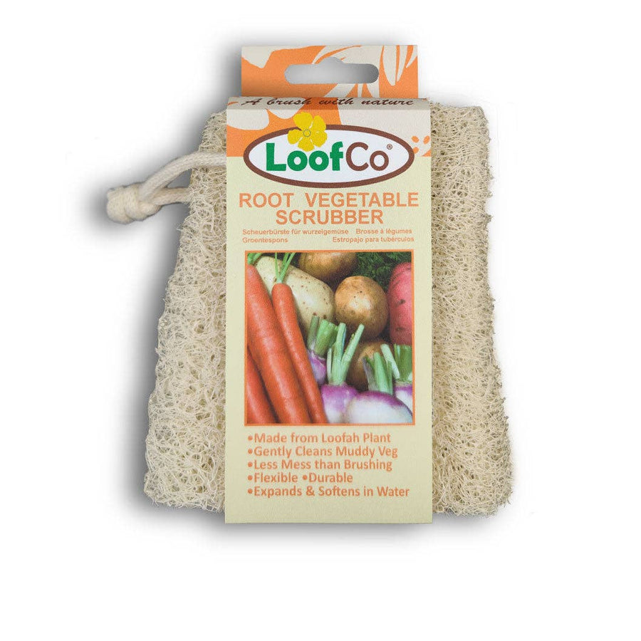 LoofCo Root Vegetable Scrubber – Natural Loofah Veggie Cleaner with Cotton Loop
