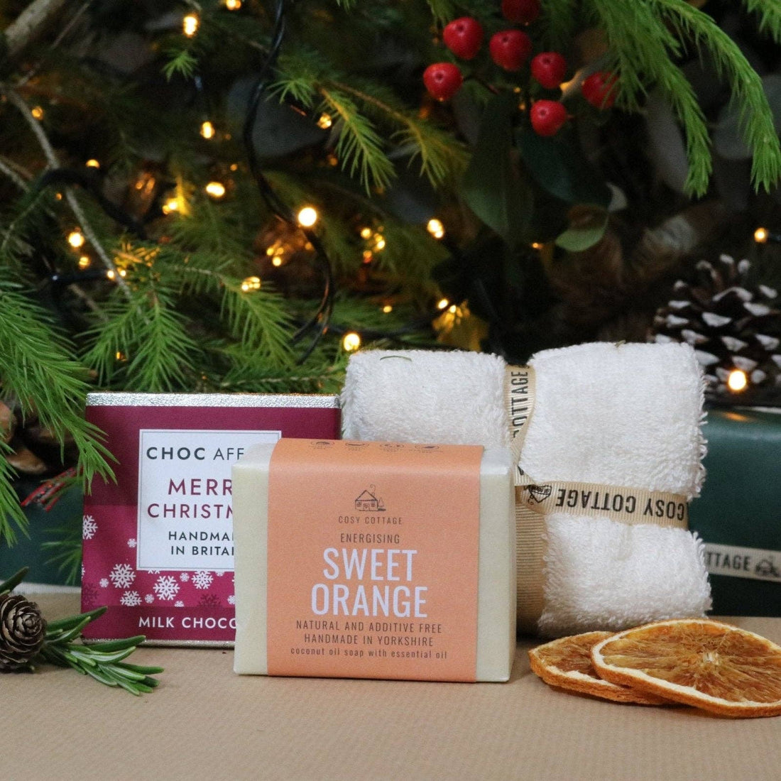Ladies Christmas Surprise Bundle – Natural Soap, Chocolate & Organic Cloth