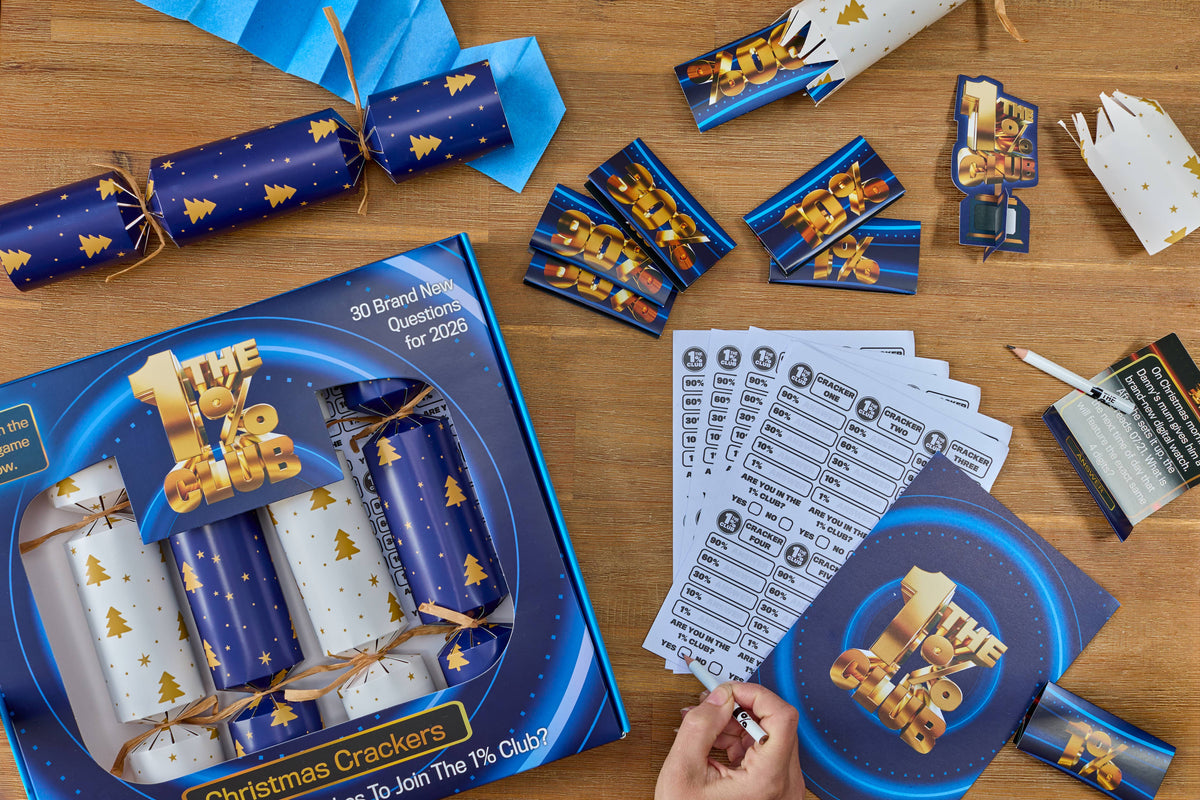 The 1% Club 2026 Christmas Crackers | 6 Crackers & Family Game | NEW for Christmas 2026