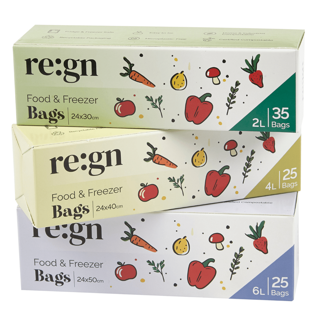 6 Litre Certified Compostable Food & Freezer Bags (25 Bags) - Buy One Get One Half Price! - REGN