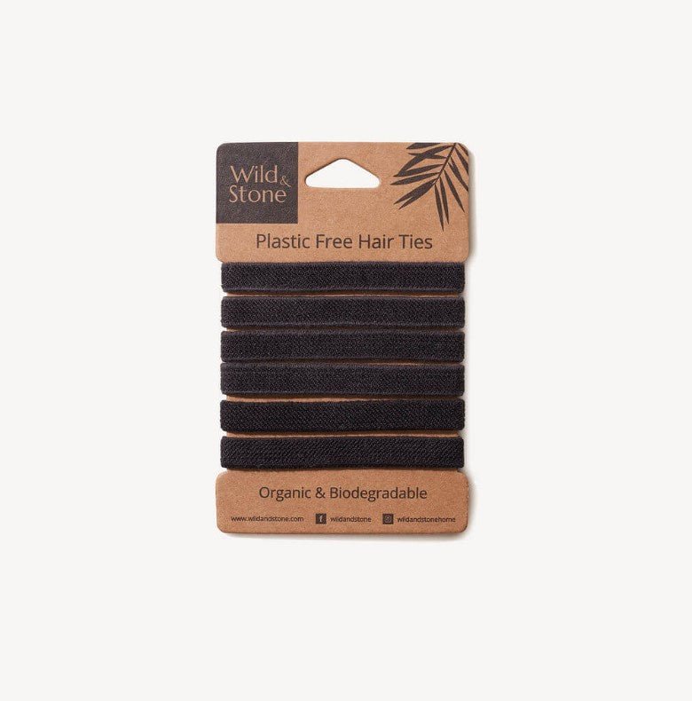 6 Pack Plastic Free Hair Ties – Black - REGN