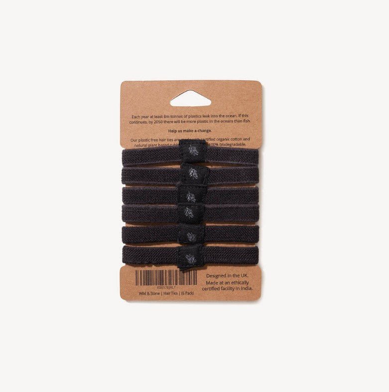 6 Pack Plastic Free Hair Ties – Black - REGN