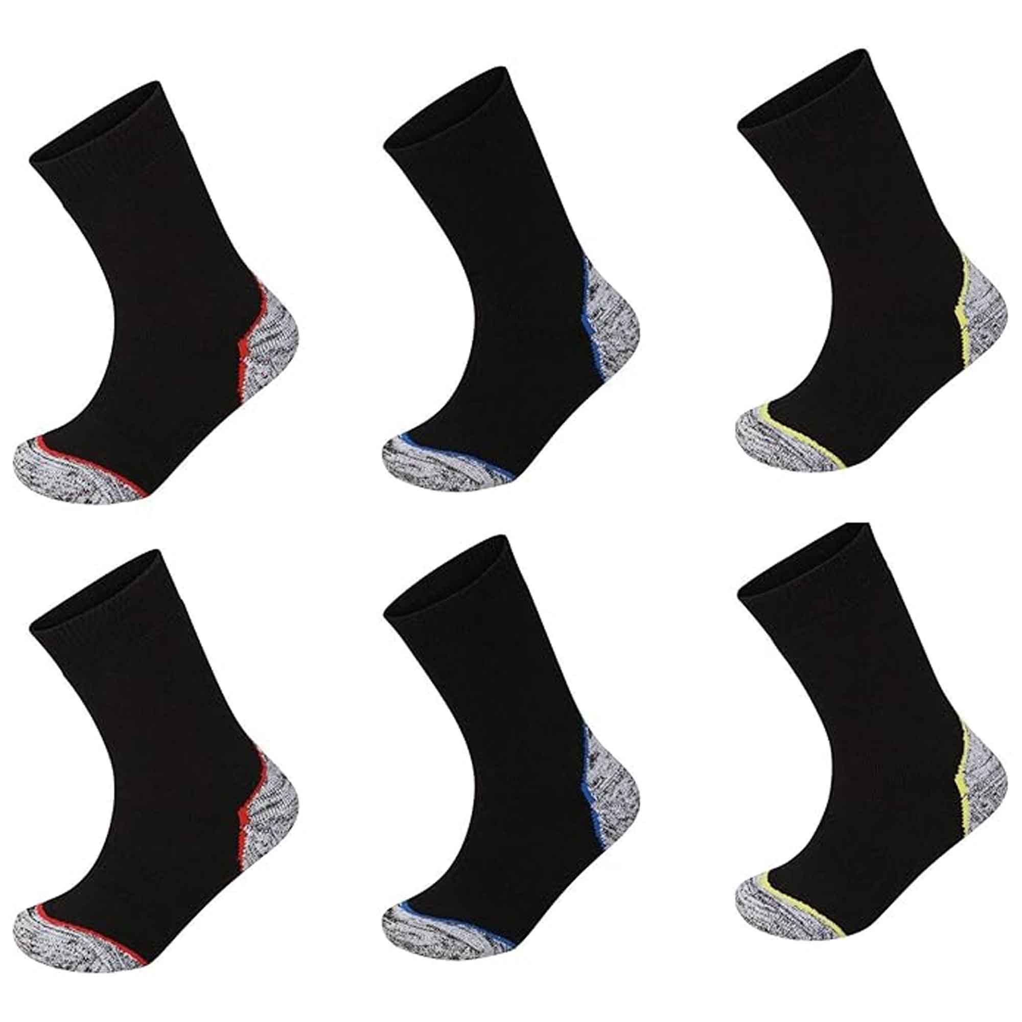 Sock Stack Men's Trekking Socks 6 Pairs Reinforced Heel And Toe Cushioned Sizes 6-11