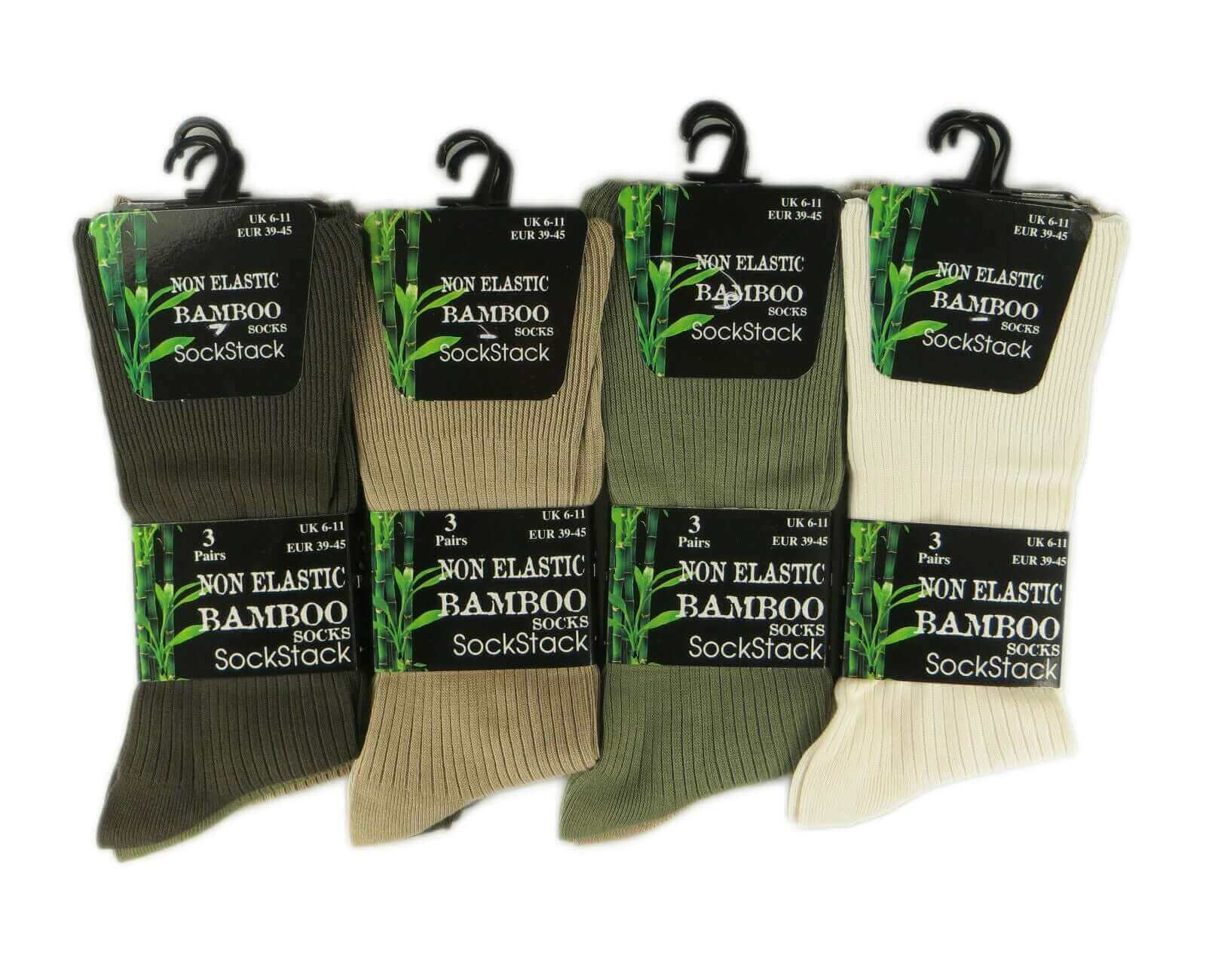 Sock Stack Mens Bamboo Socks 6 Pairs Loose Top Soft Grip Anti Bacterial Moisture-Wicking