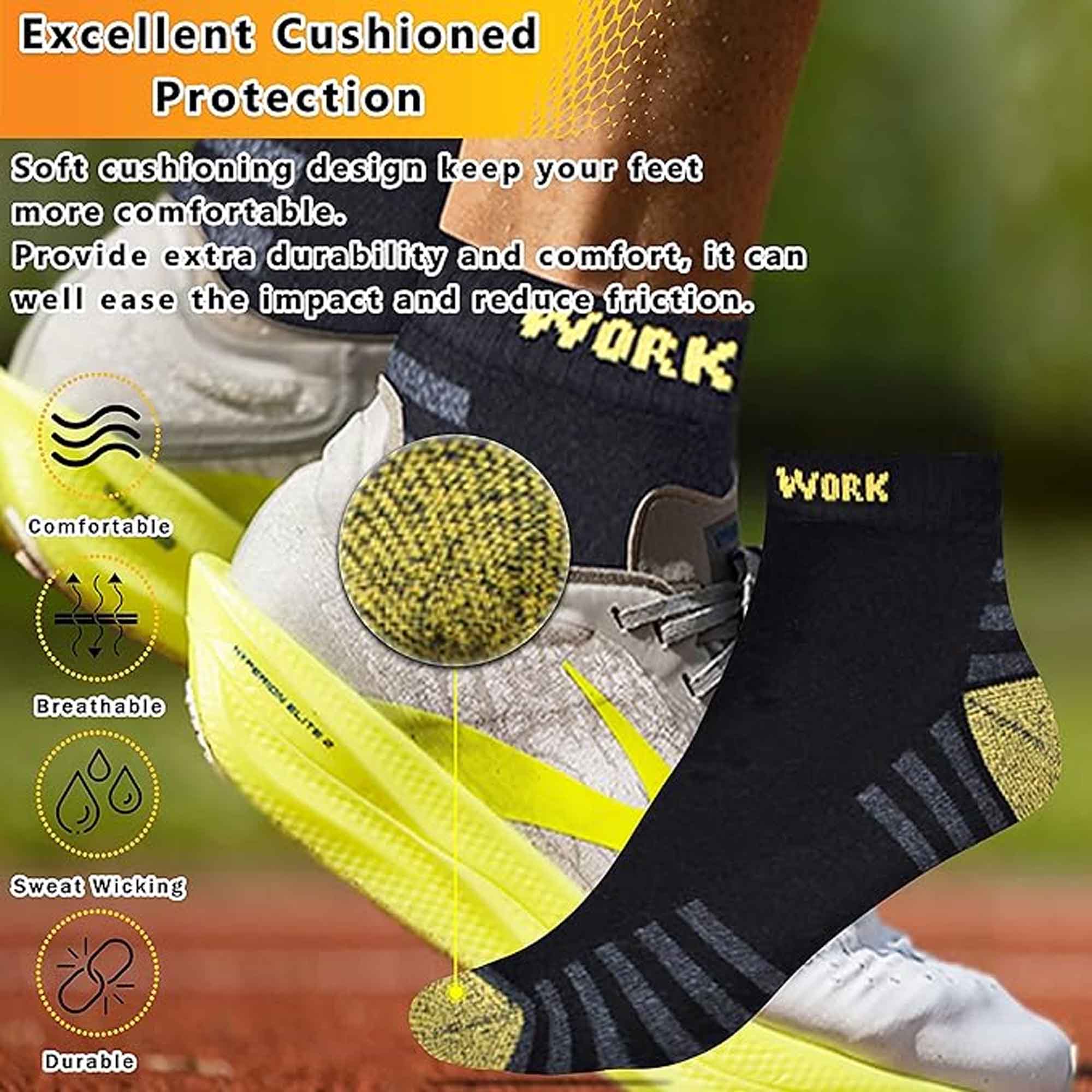 Sock Stack Mens Crew Work Boot Socks 6 Pairs Reinforced Heel Toe Cotton Mix UK 6-11