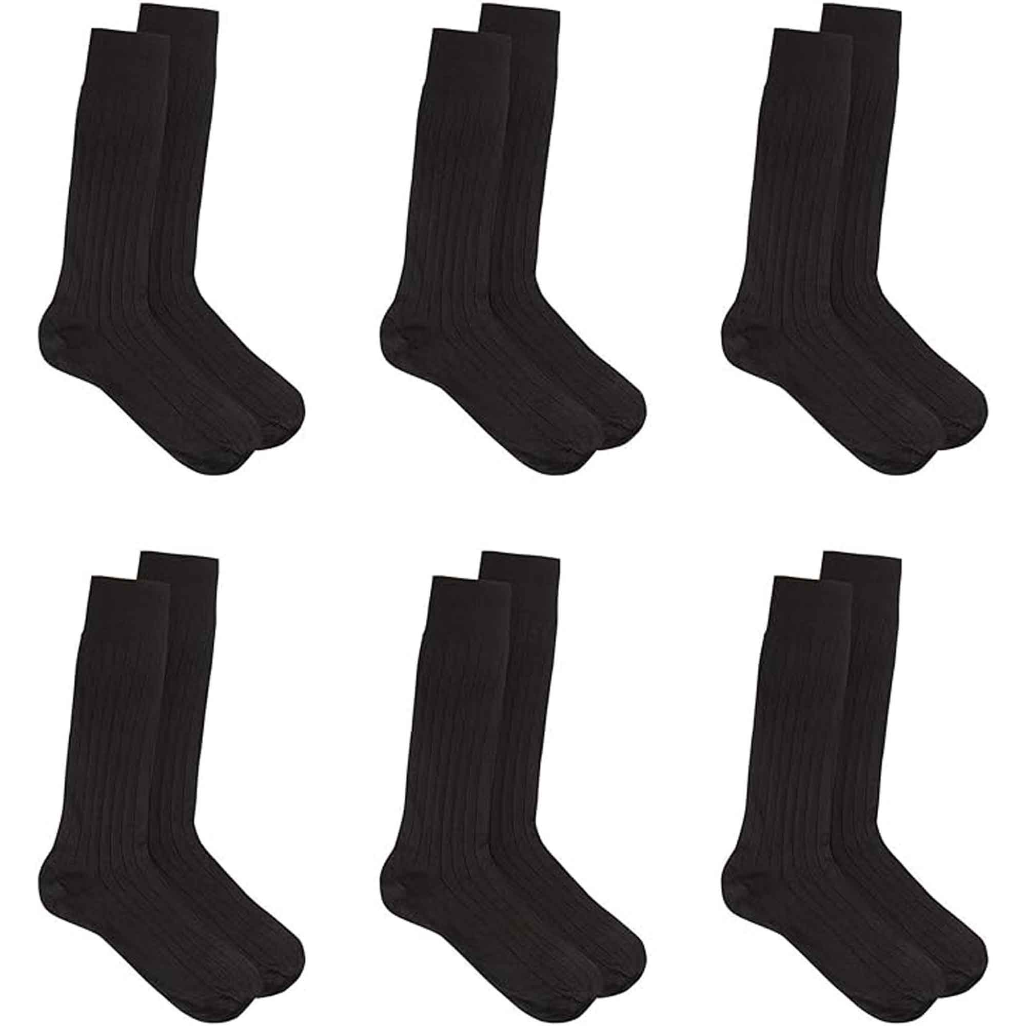 Sock Stack Men's Egyptian Cotton Dress Socks 6 Pairs Ribbed Formal And Casual UK 6-8