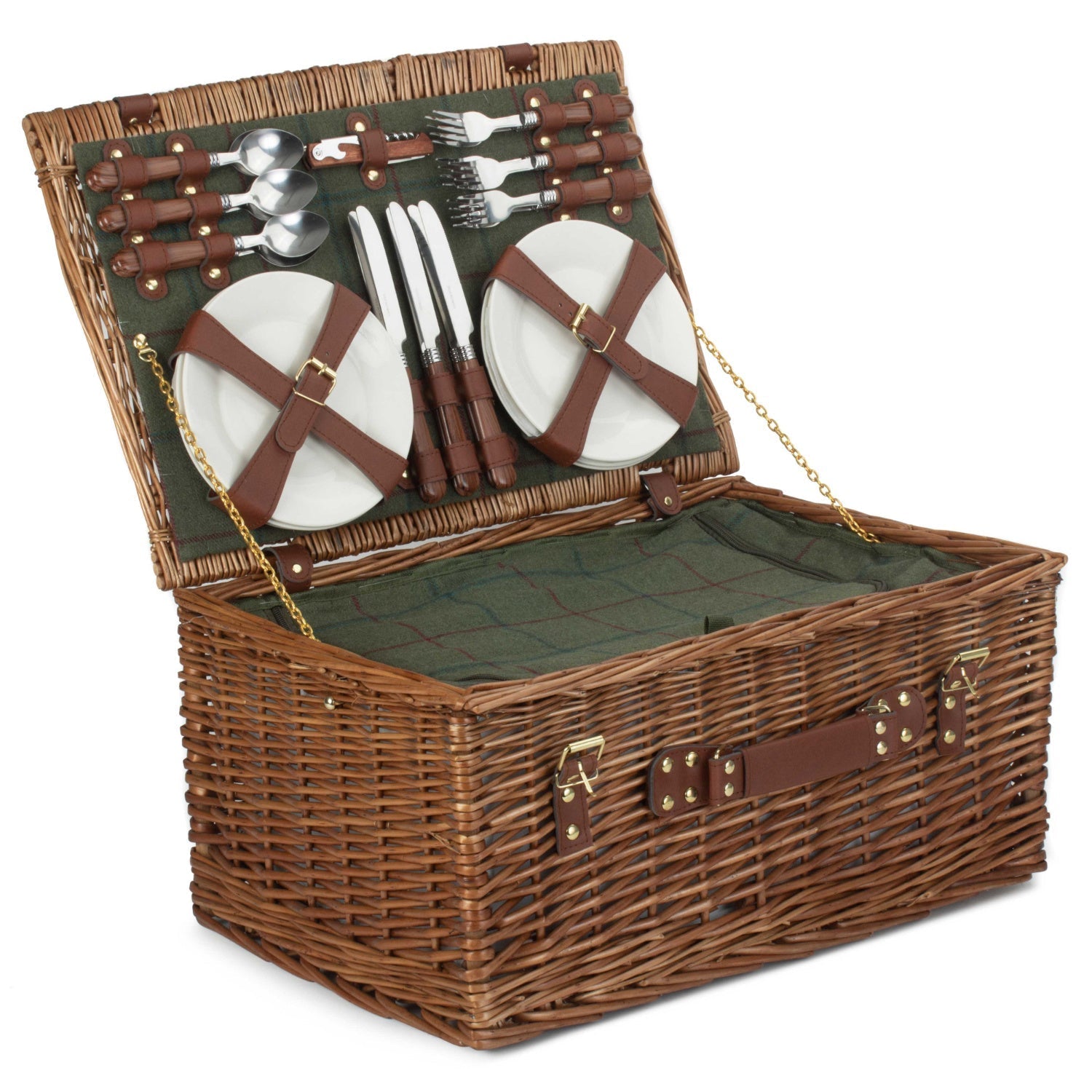 6 Person Green Tweed Classic Picnic Hamper - REGN