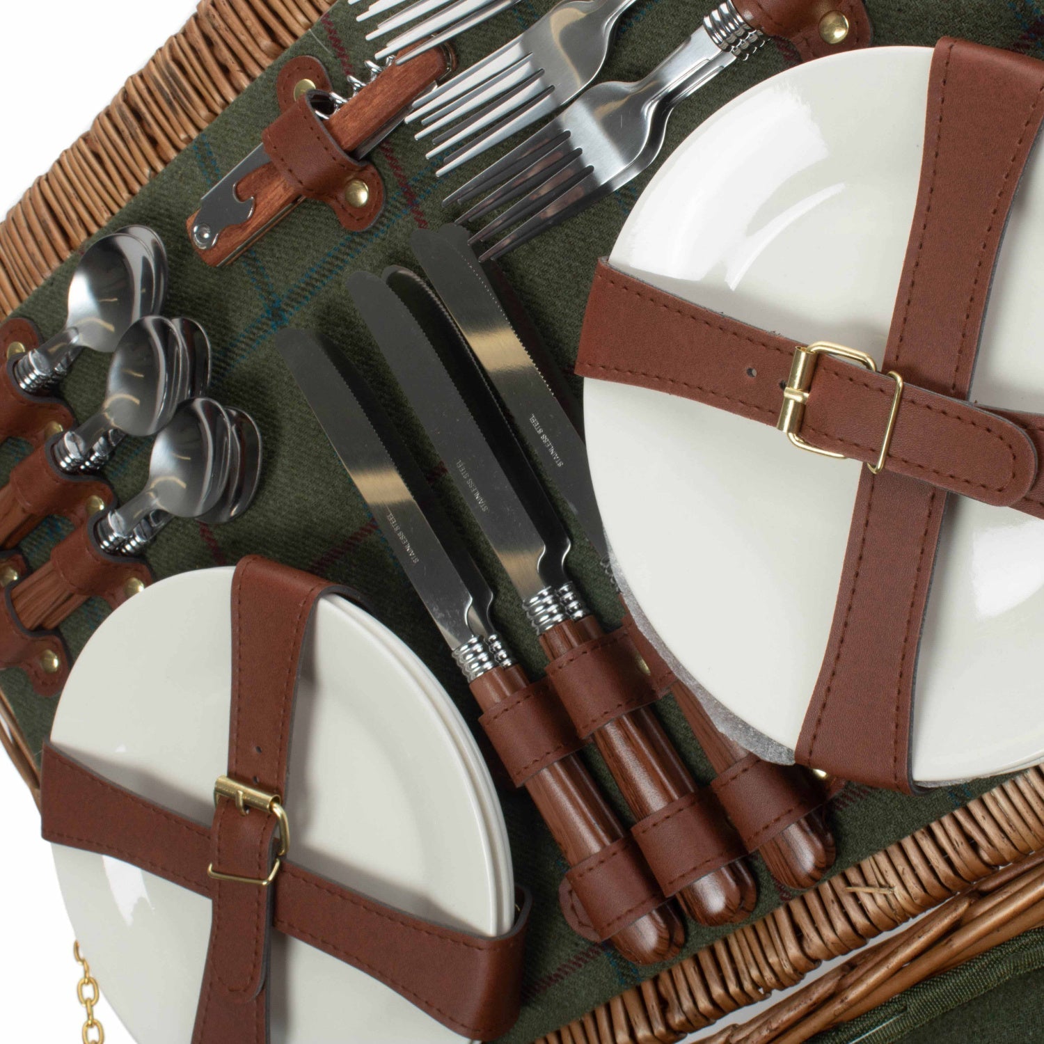6 Person Green Tweed Classic Picnic Hamper - REGN