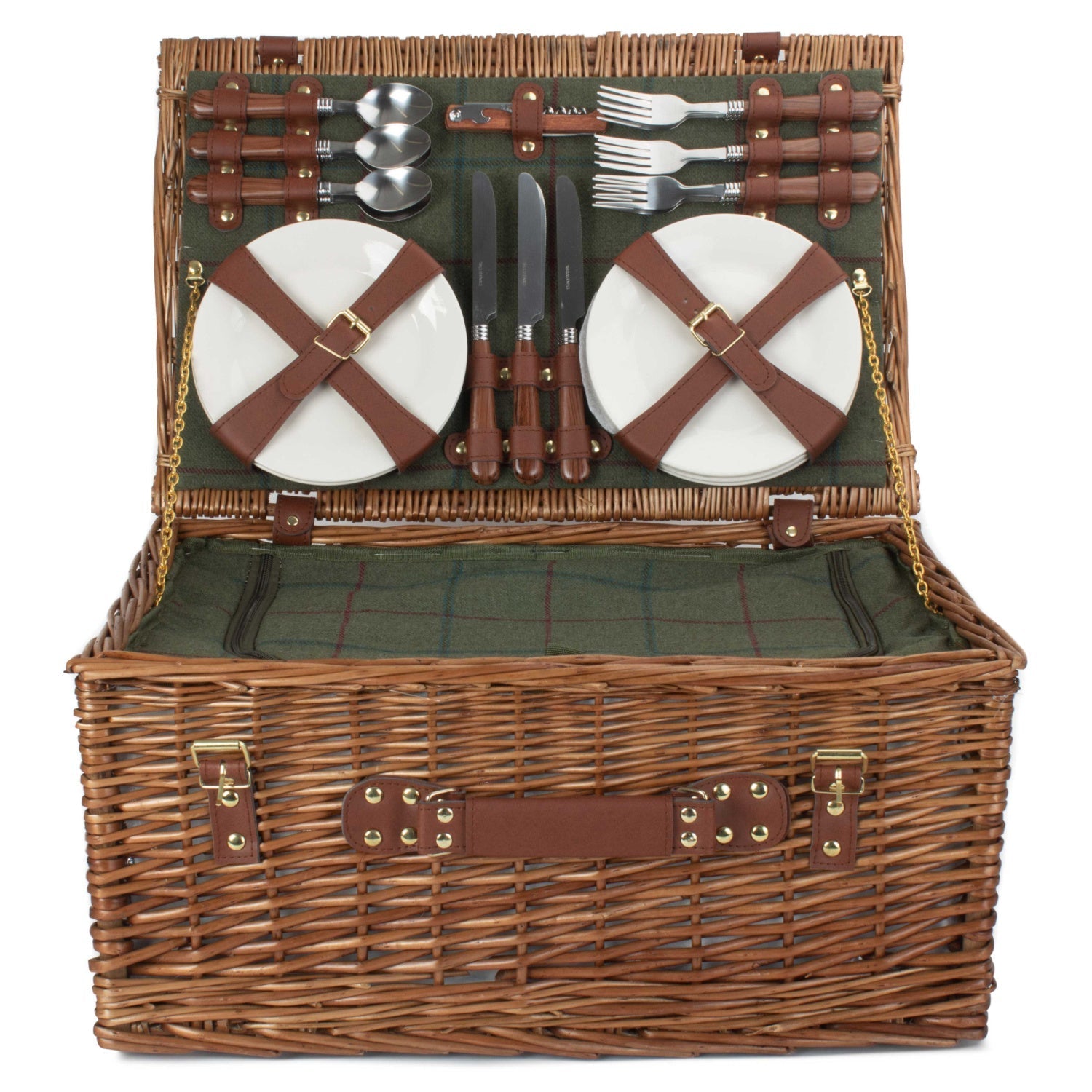 6 Person Green Tweed Classic Picnic Hamper - REGN