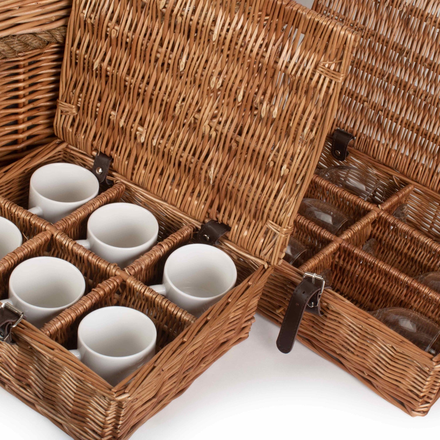 6 Person Rope Handled Green Tweed Hamper - REGN