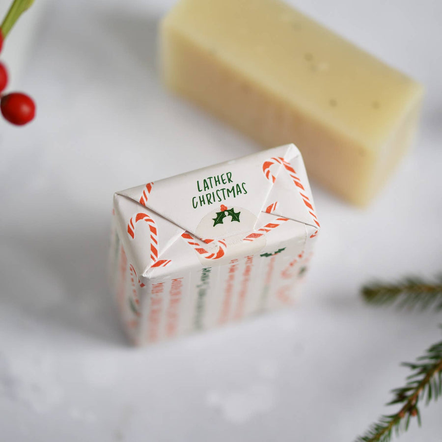 100% Natural Vegan Christmas Soap Bar – Peppermint Candy Cane